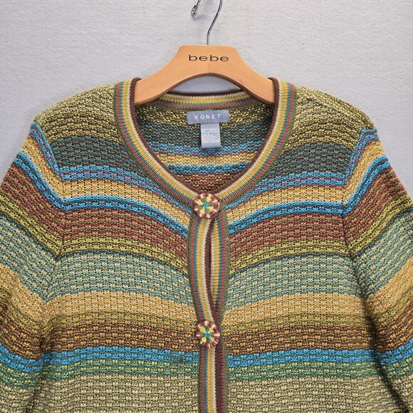 Vintage Koret Womens Cardigan Sweater Jacket Large Cottagecore Long Sleeve Multi - Picture 4 of 13